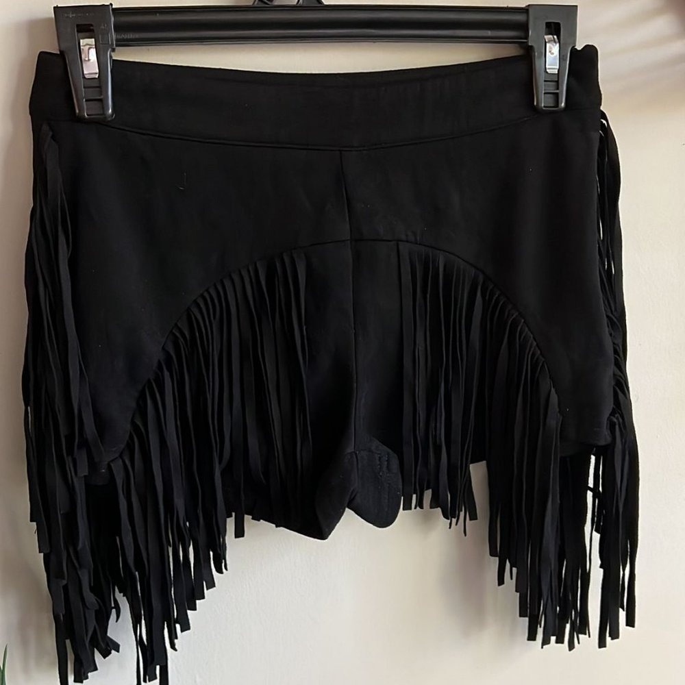 Black Shorts with Fringes